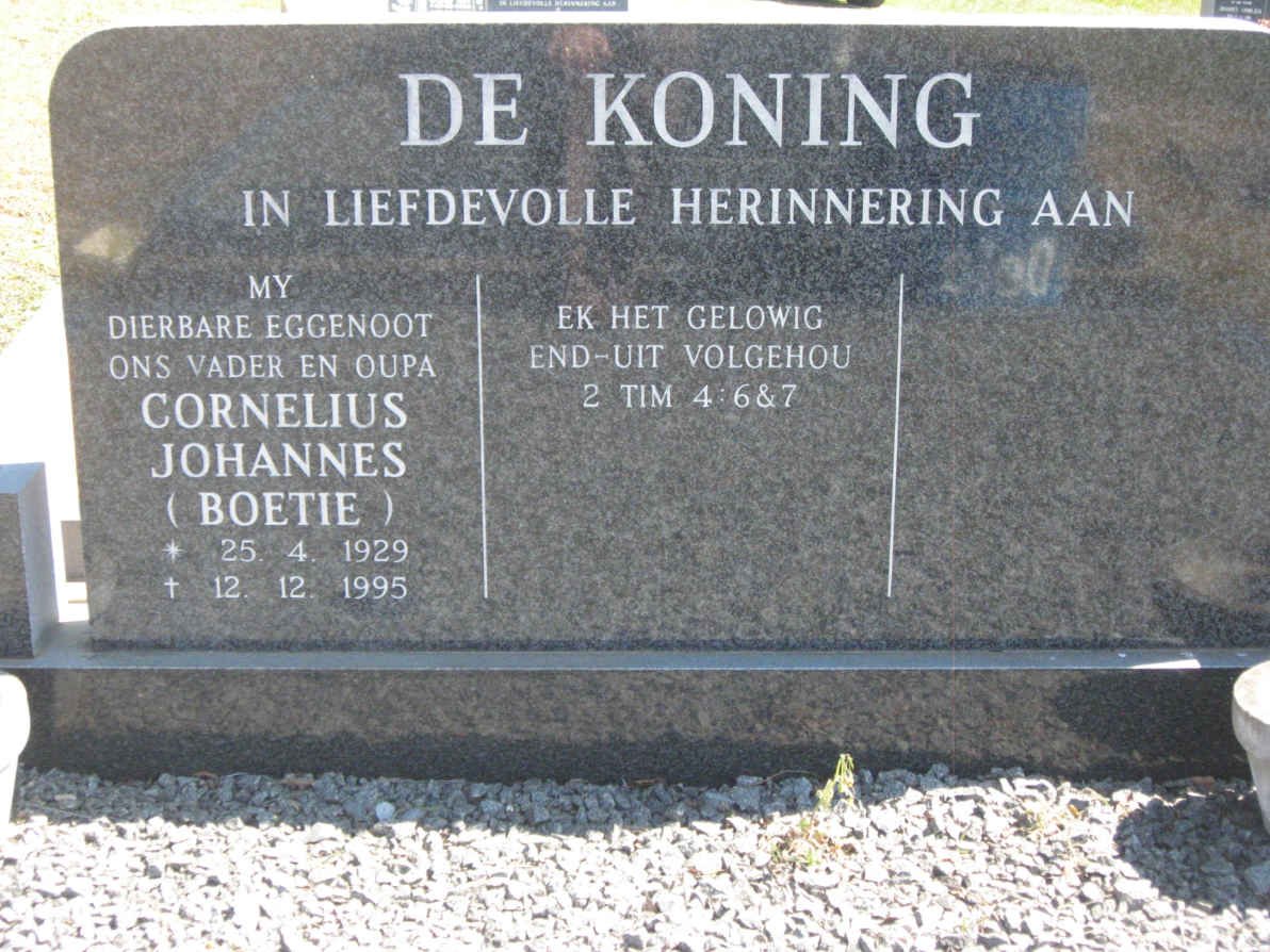 KONING Cornelius Johannes, de 1929-1995
