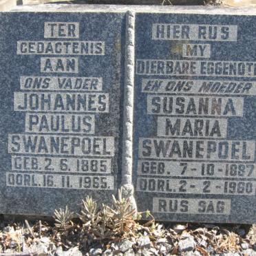 SWANEPOEL Johannes Paulus 1885-1965 &amp; Susanna Maria 1887-1960