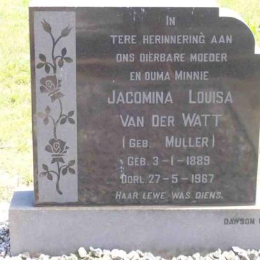 WATT Jacomina Louisa, van der nee MULLER 1889-1967