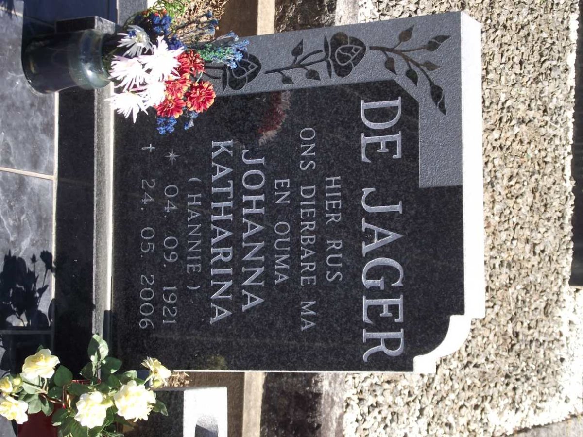 JAGER Johanna Katharina, de 1921-2006