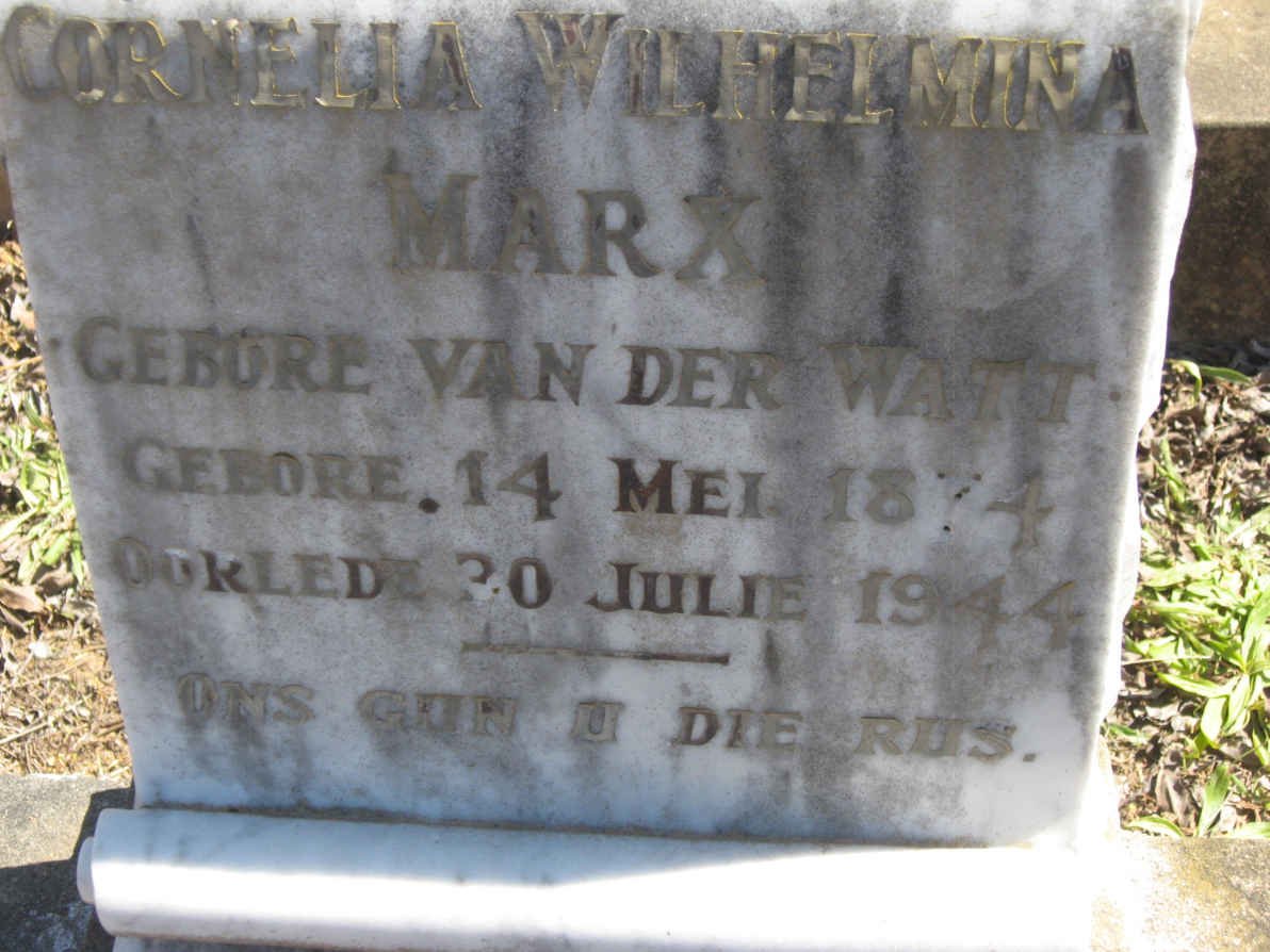MARX Cornelia Wilhelmina nee VAN DER WATT 1874-1944