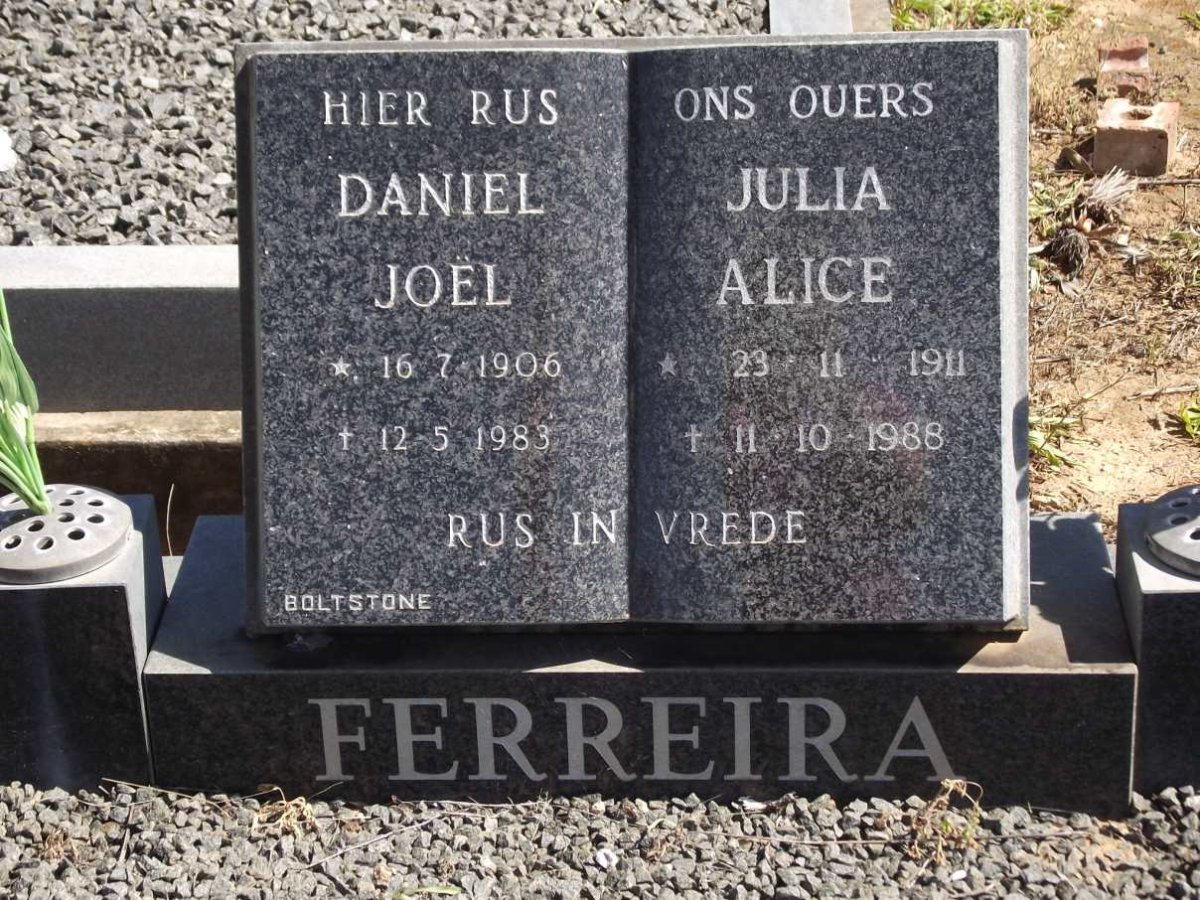 FERREIRA Daniel Joël 1906-1983 &amp; Julia Alice 1911-1988