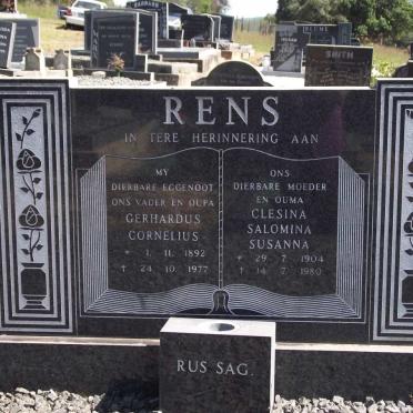 RENS Gerhardus Cornelius 1892-1977 &amp; Clesina Salomina Susanna 1904-1980