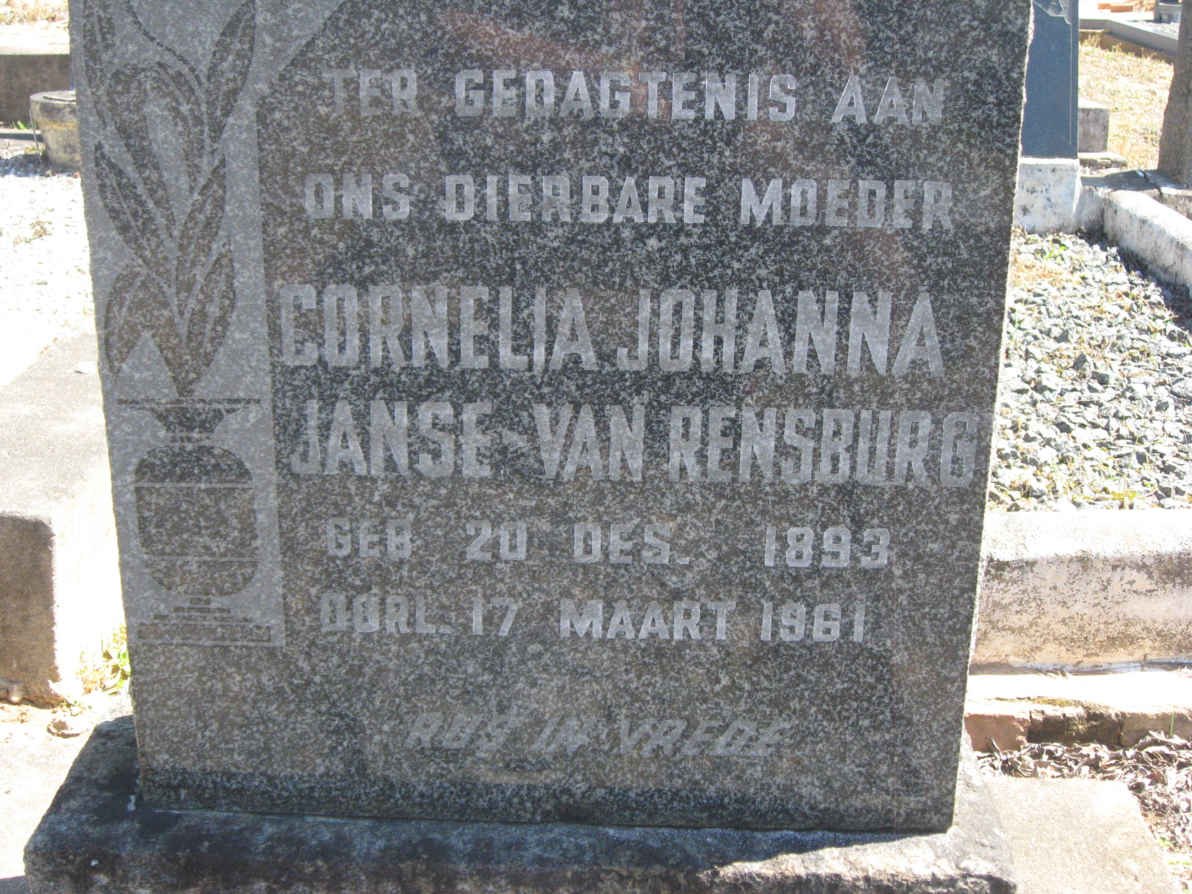 RENSBURG Cornelia Johanna, Janse van 1893-1961