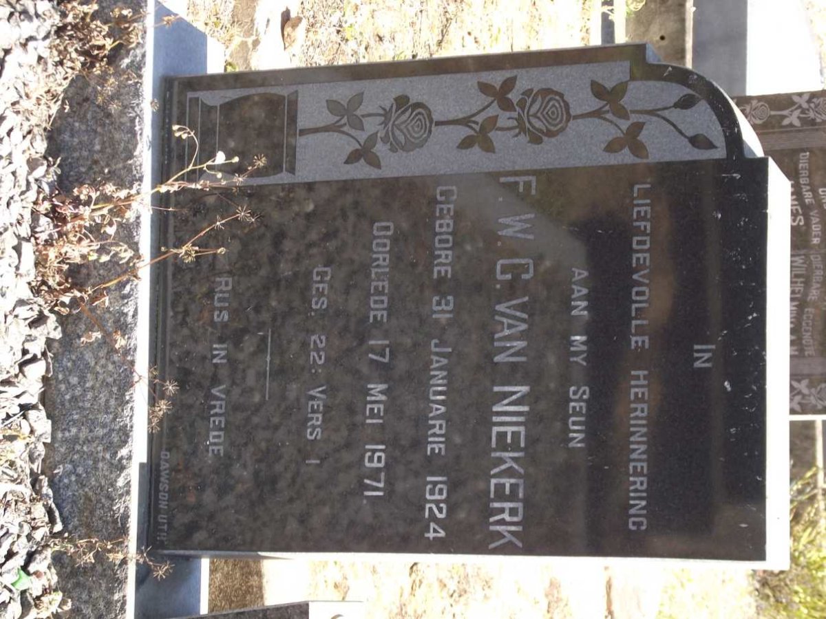 NIEKERK F.W.C., van 1924-1971