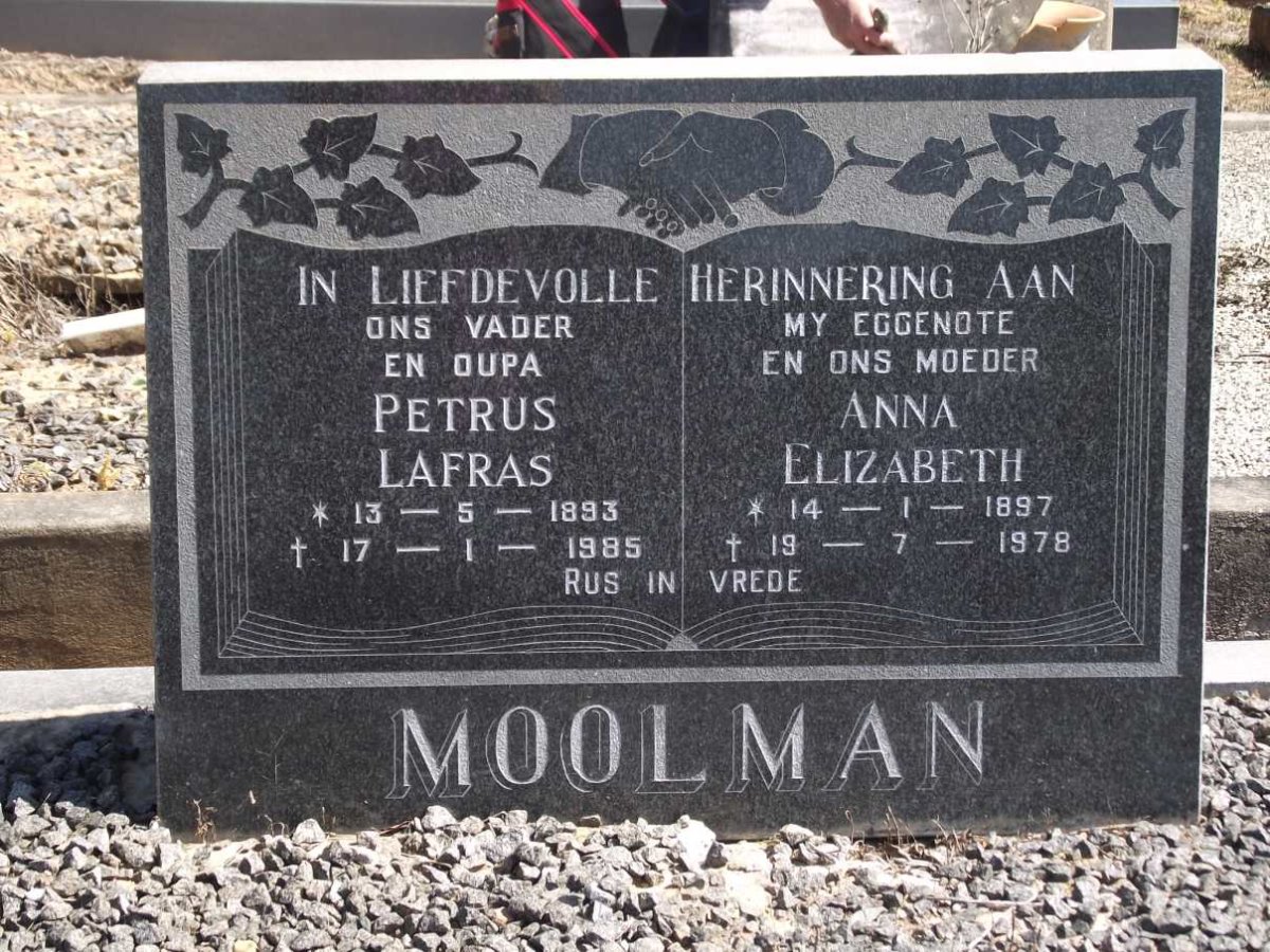 MOOLMAN Petrus Lafras 1893-1985 &amp; Anna Elizabeth 1897-1978
