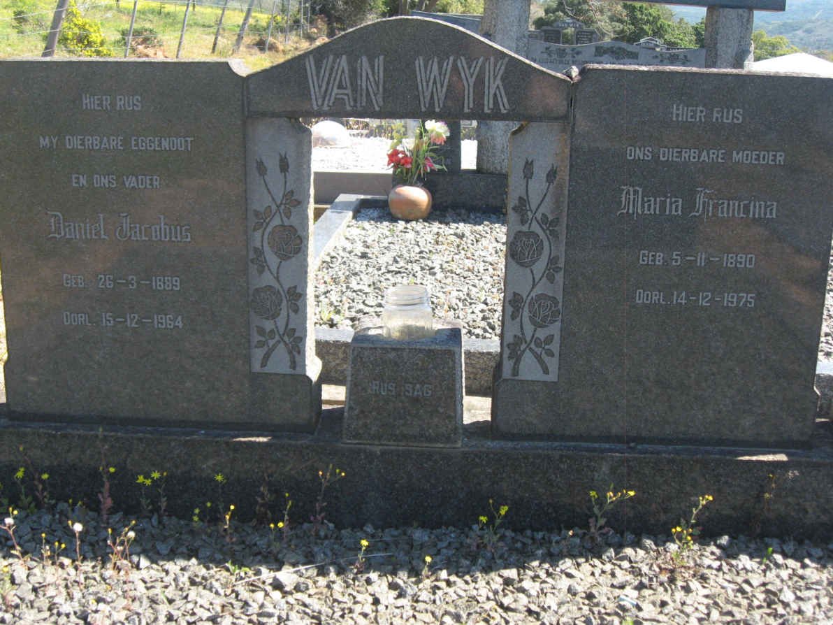 WYK Daniel Jacobus, van 1889-1964 &amp; Maria Francina 1890-1975