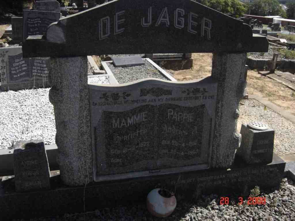 JAGER Andries J., de 1916-1963 &amp; Henriette 1922-