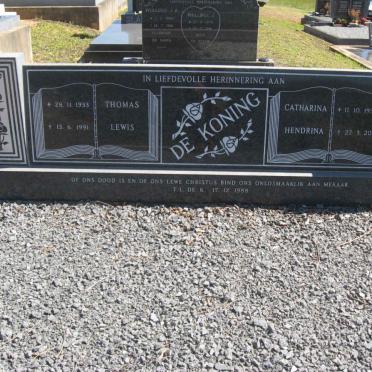 KONING Thomas Lewis, de 1933-1991 &amp; Catharina Hendrina 1932-2010