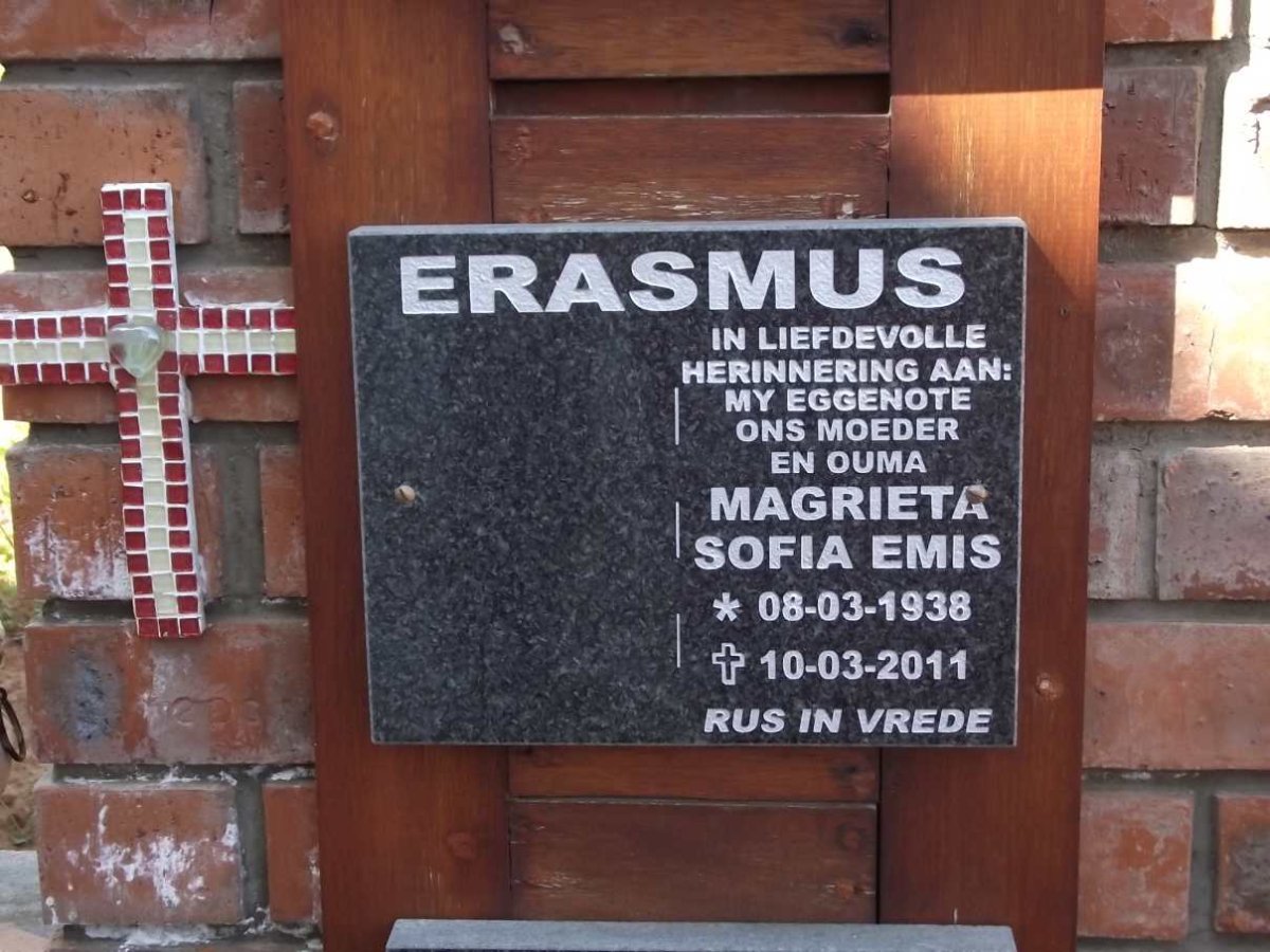 ERASMUS Magrieta Sofia Emis 1938-2011