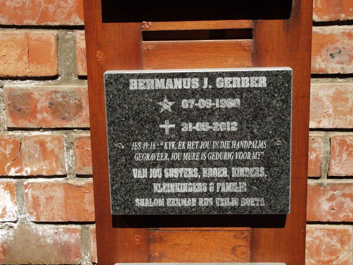 GERBER Hermanus J. 1960-2012