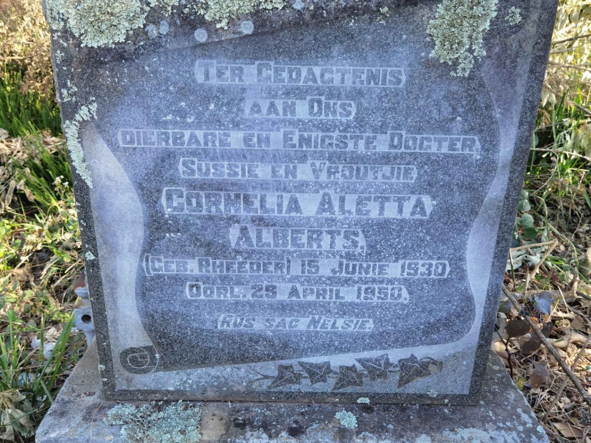 ALBERTS Cornelia Aletta nee RHEEDER 1930-1950