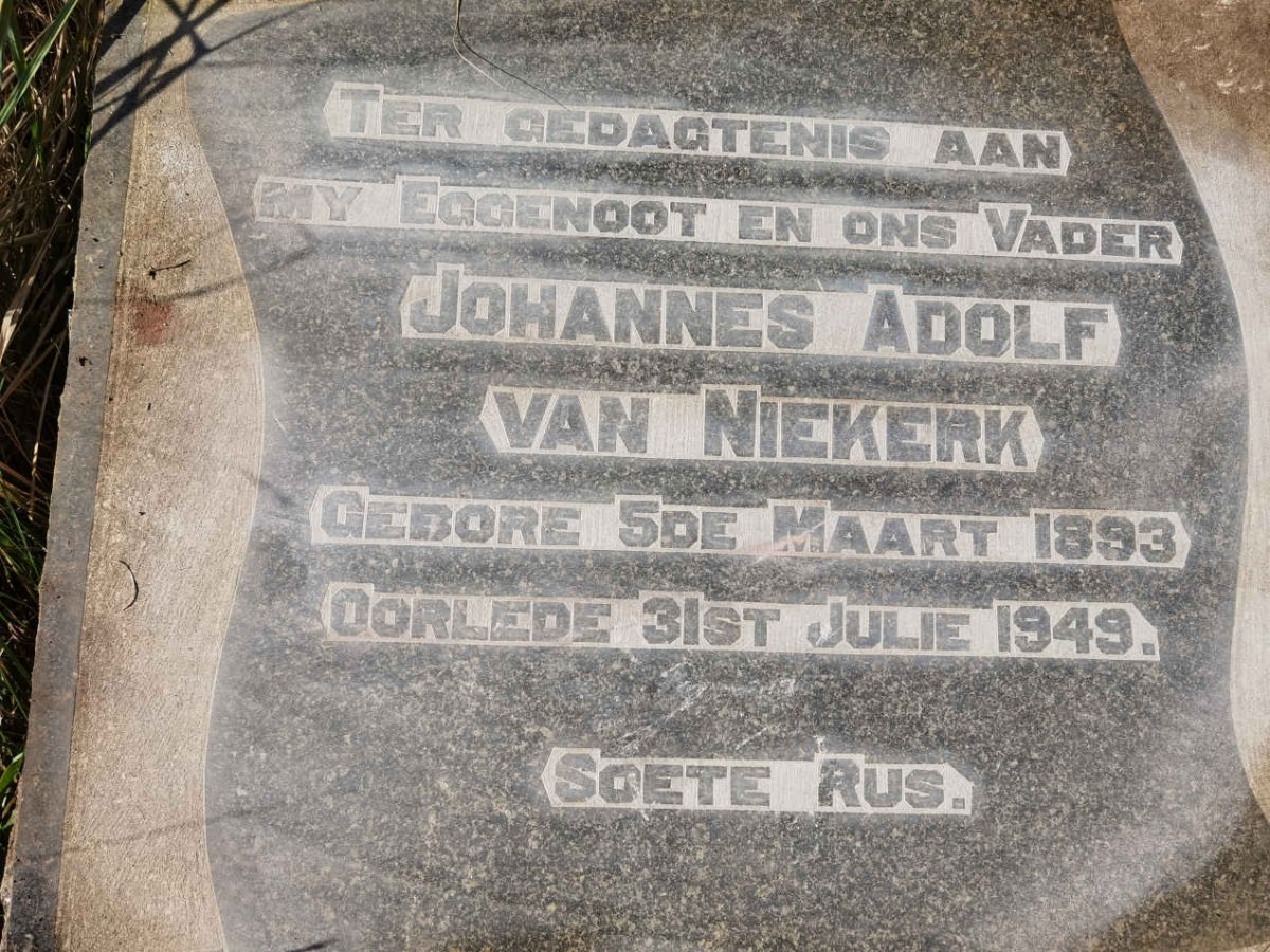 NIEKERK Johannes Adolf, van 1893-1949