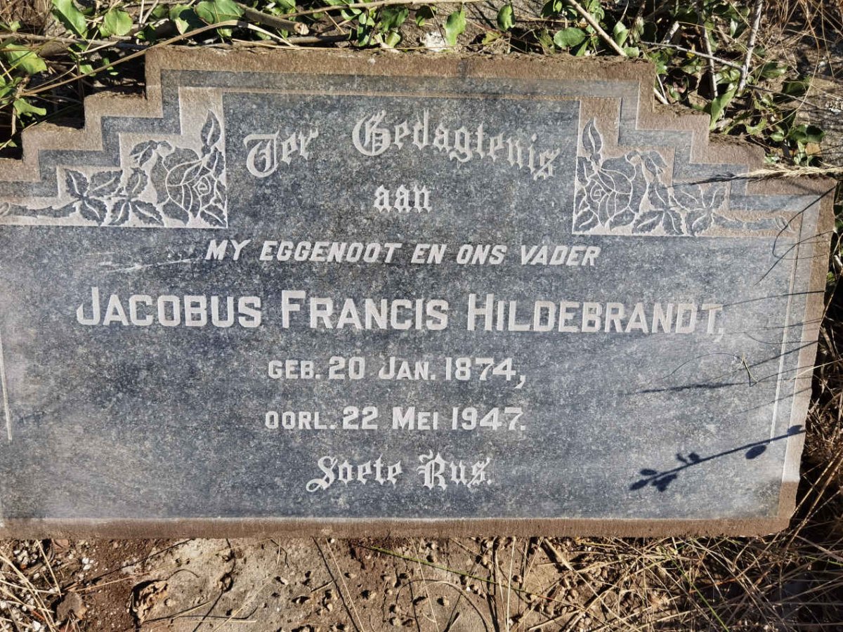 HILDEBRANDT Jacobus Francis 1874-1947