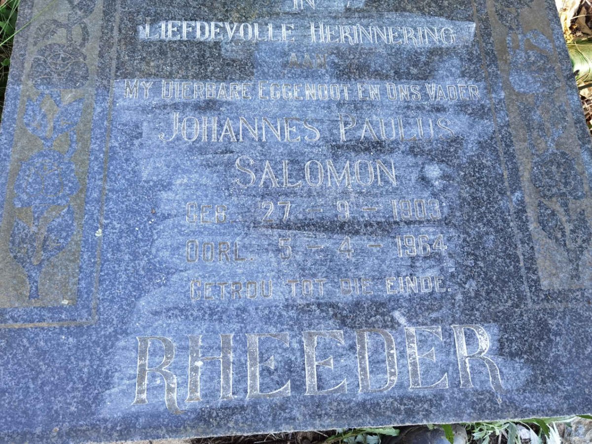 RHEEDER Johannes Paulus Salomon 1903-1964