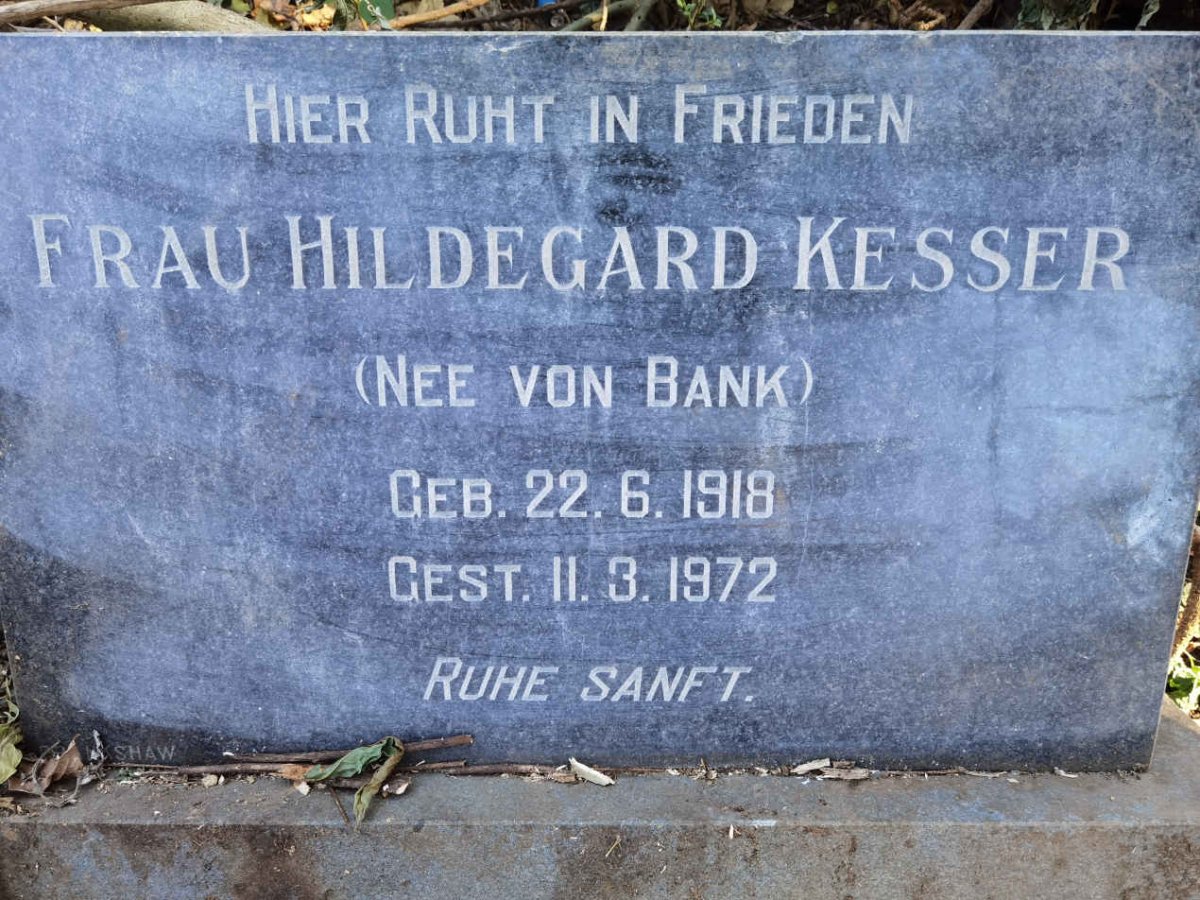 KESSER Hildegard nee VON BANK 1918-1972