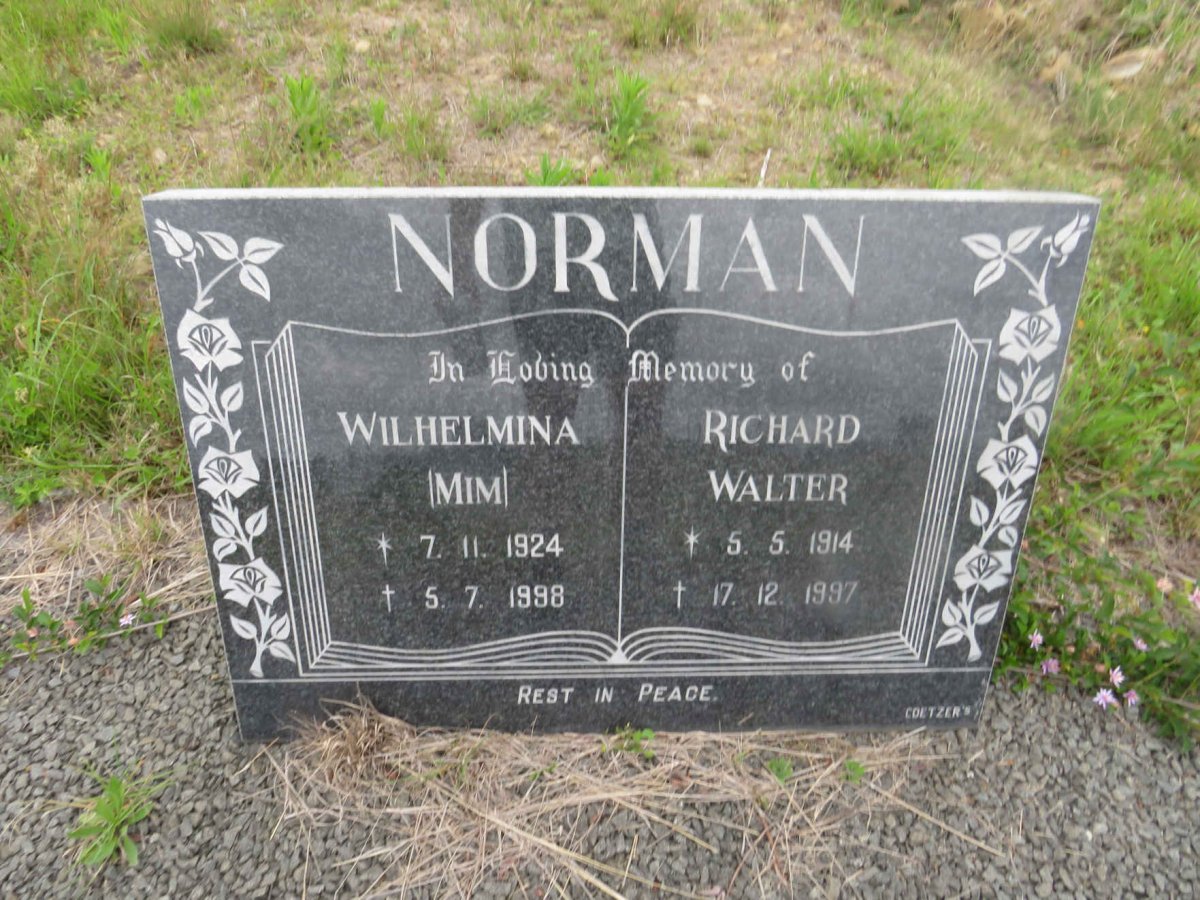 NORMAN Richard Walter 1914-1997 &amp; Wilhelmina 1924-1998