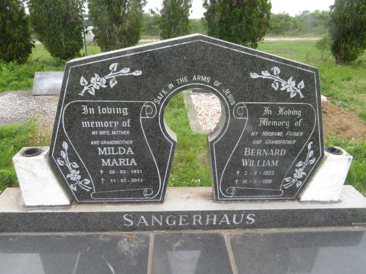 SANGERHAUS Bernard William 1923-1991 &amp; Milda Maria 1931-2013