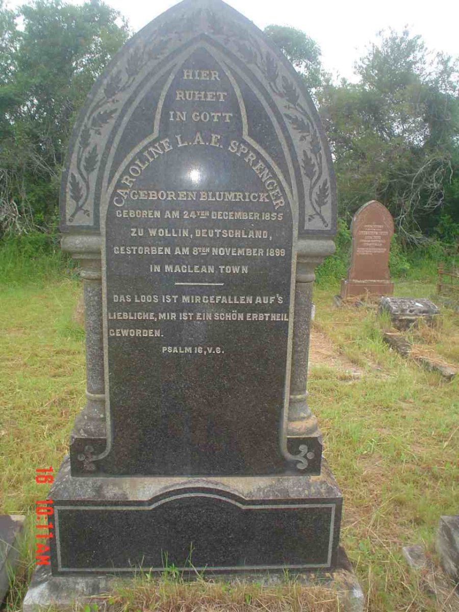 SPRENGER Coroline L.A.E. nee BLUMRICK 1855-1899