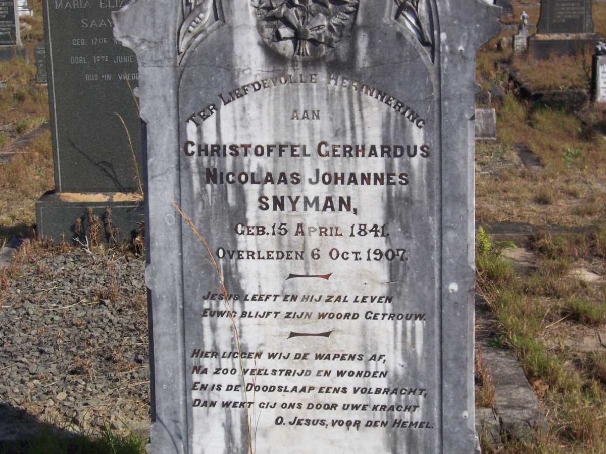 SNYMAN Christoffel Gerhardus Nicolaas Johannes 1841-1907