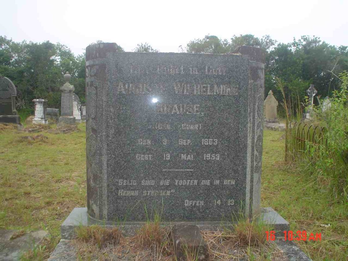 KRAUSE Auguste Wilhelmine nee CURR 1863-1953
