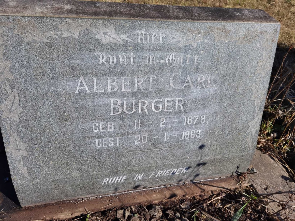 BURGER Albert Carl 1878-1963