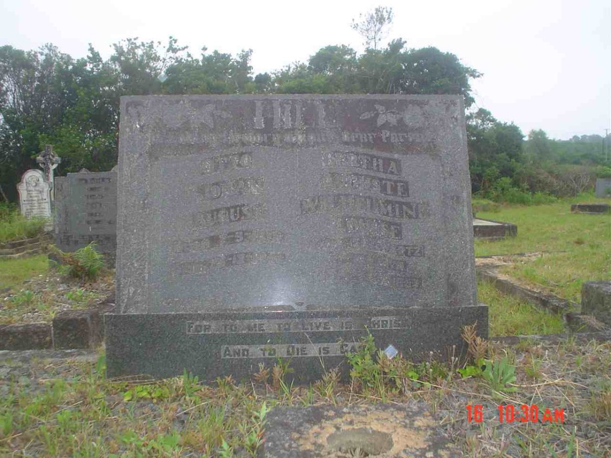 HILL Otto Johan August 1876-1941 &amp; Bertha Auguste Wilhelmine Louise nee SCHWARTZ 1879-1959