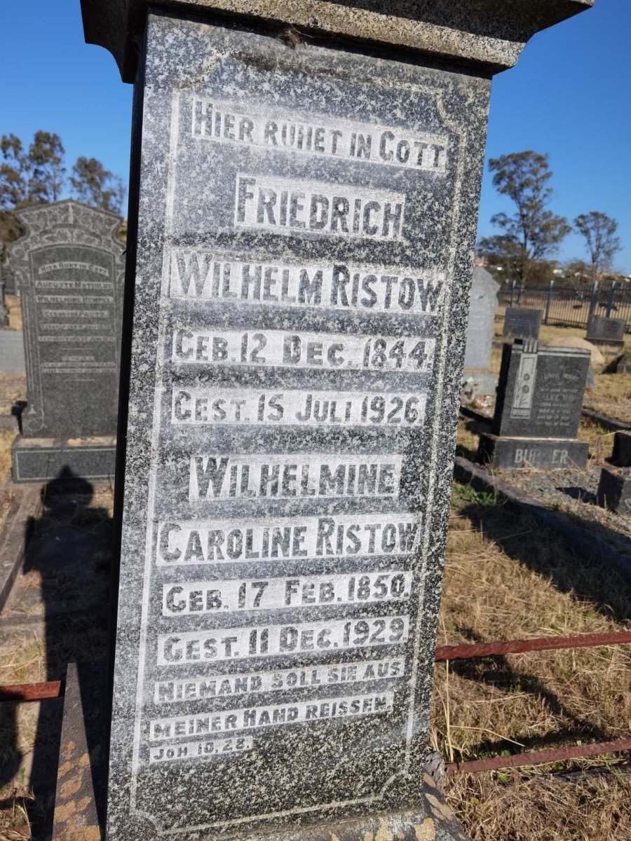 RISTOW Friedrich Wilhelm 1844-1926 &amp; Wilhelmine Caroline 1850-1929