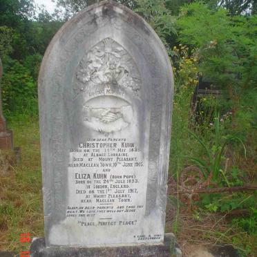 KUHN Christopher 1835-1915 &amp; Eliza POPE 1833-1917