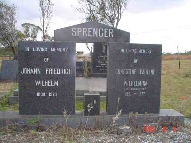 SPRENGER Johann Friedrich Wilhelm 1890-1979 &amp; Ernestine Pauline Wilhelmina BURMEISTER 1891-1977