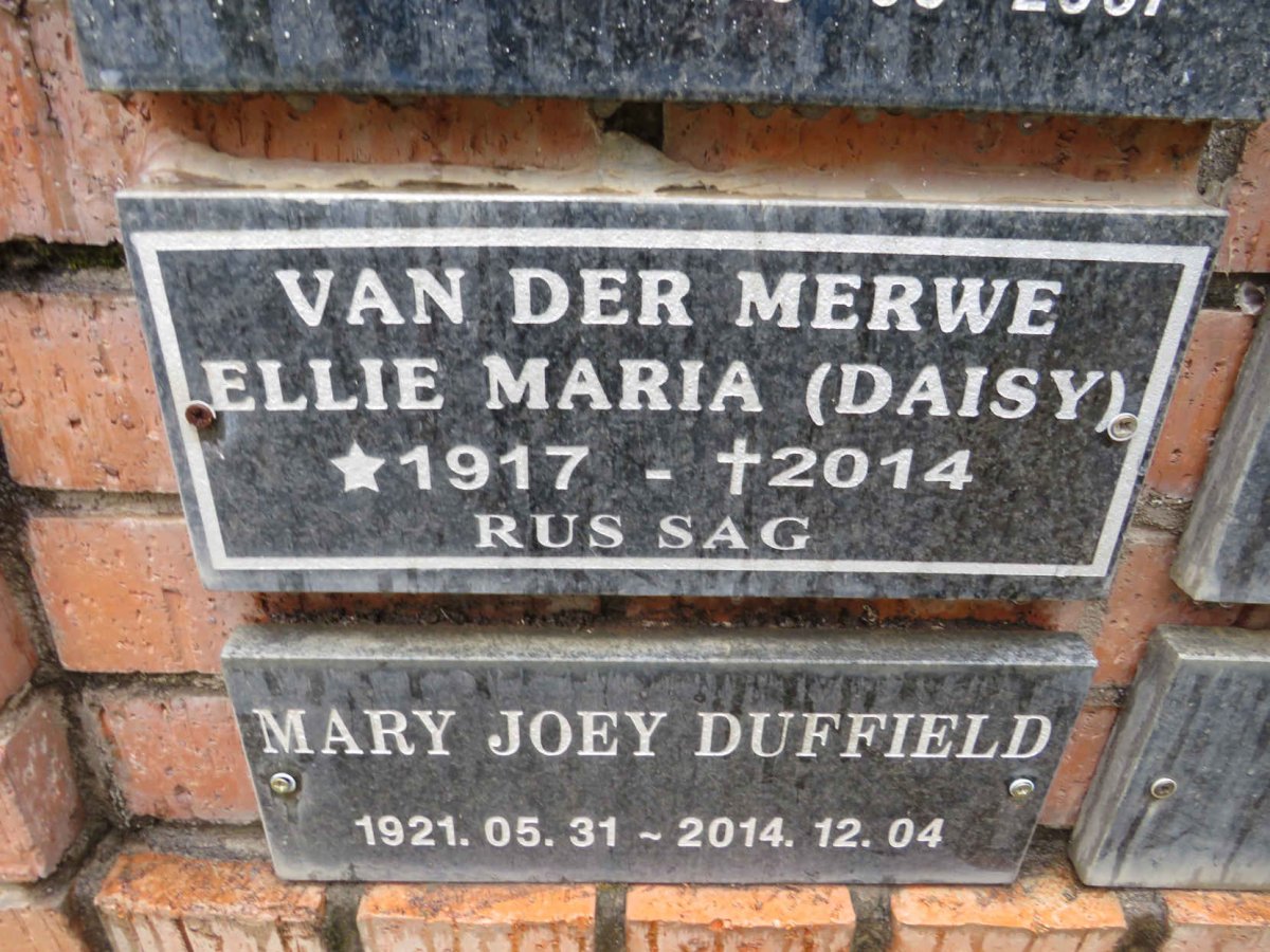 MERWE Ellie Maria, van der 1917-2014