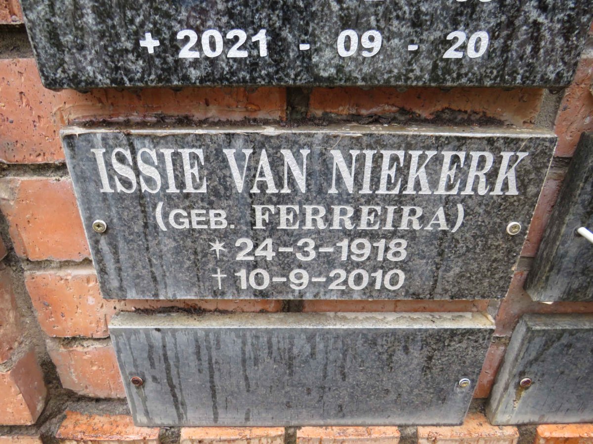 NIEKERK Issie, van nee FERREIRA 1918-2010 