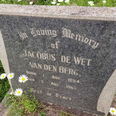 BERG Jacobus de Wet, van den 1894-1963