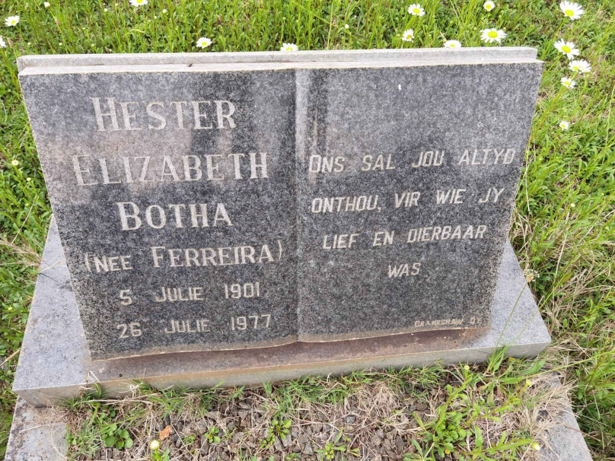 BOTHA Hester Elizabeth nee FERREIRA 1901-1977