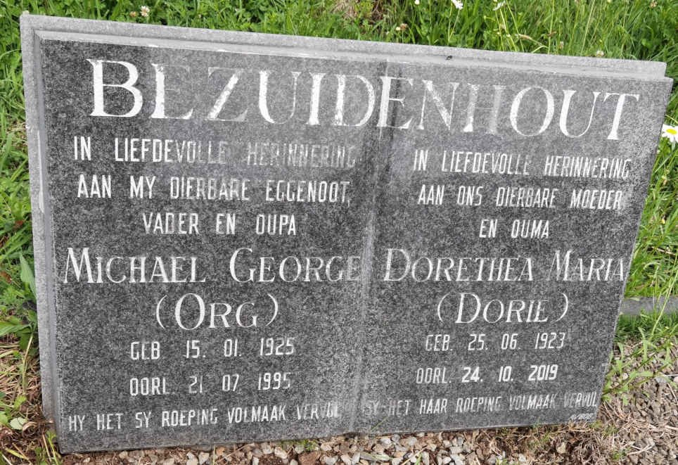 BEZUIDENHOUT Michael George 1925-1995 &amp; Dorethea Mary 1923-2019