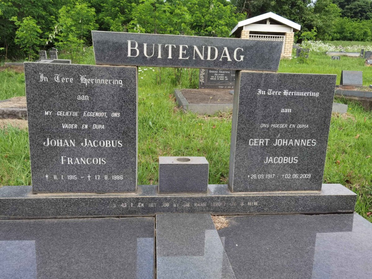 BUITENDAG Johan Jacobus Francois 1915-1986 &amp; Gert Johannes Jacobus 1917-2009