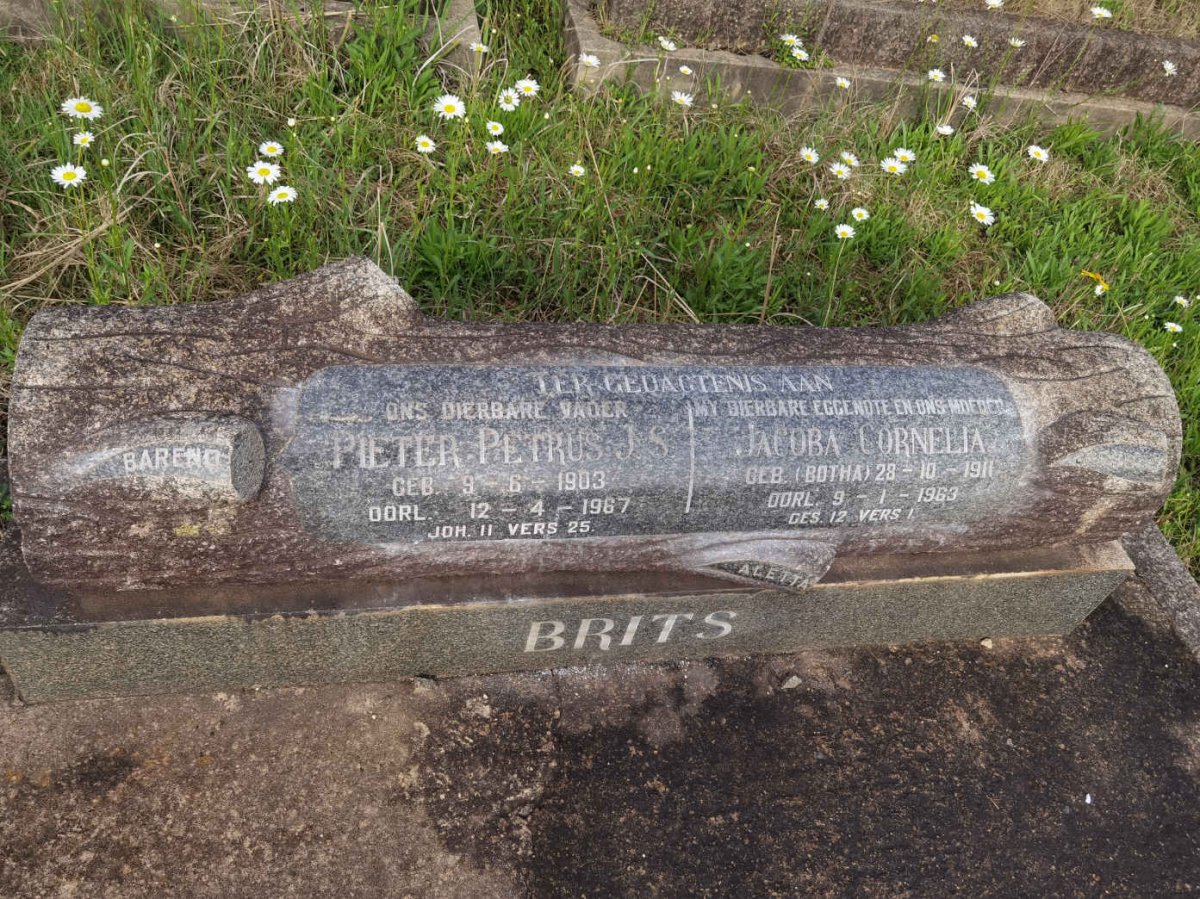 BRITS Pieter Petrus J. S. 1903-1967 &amp; Jacoba Cornelia BOTHA 1911-1963