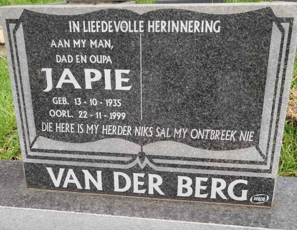 BERG Japie, van der 1935-1999
