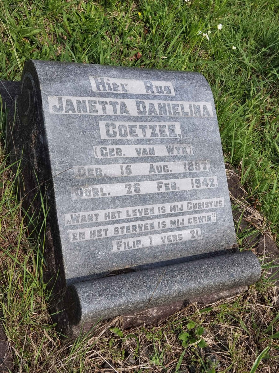 COETZEE Janetta Danielina nee van WYK 1882-1942