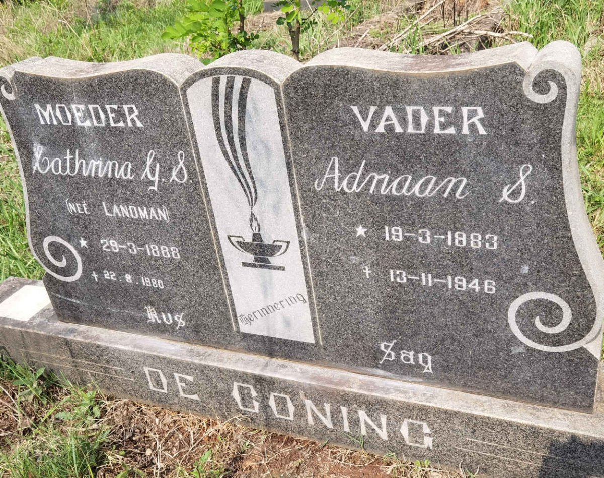CONING Adriaan S., de 1883-1946 &amp; Cathrina G.S. LANDMAN 1888-1980