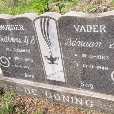 CONING Adriaan S., de 1883-1946 &amp; Cathrina G.S. LANDMAN 1888-1980