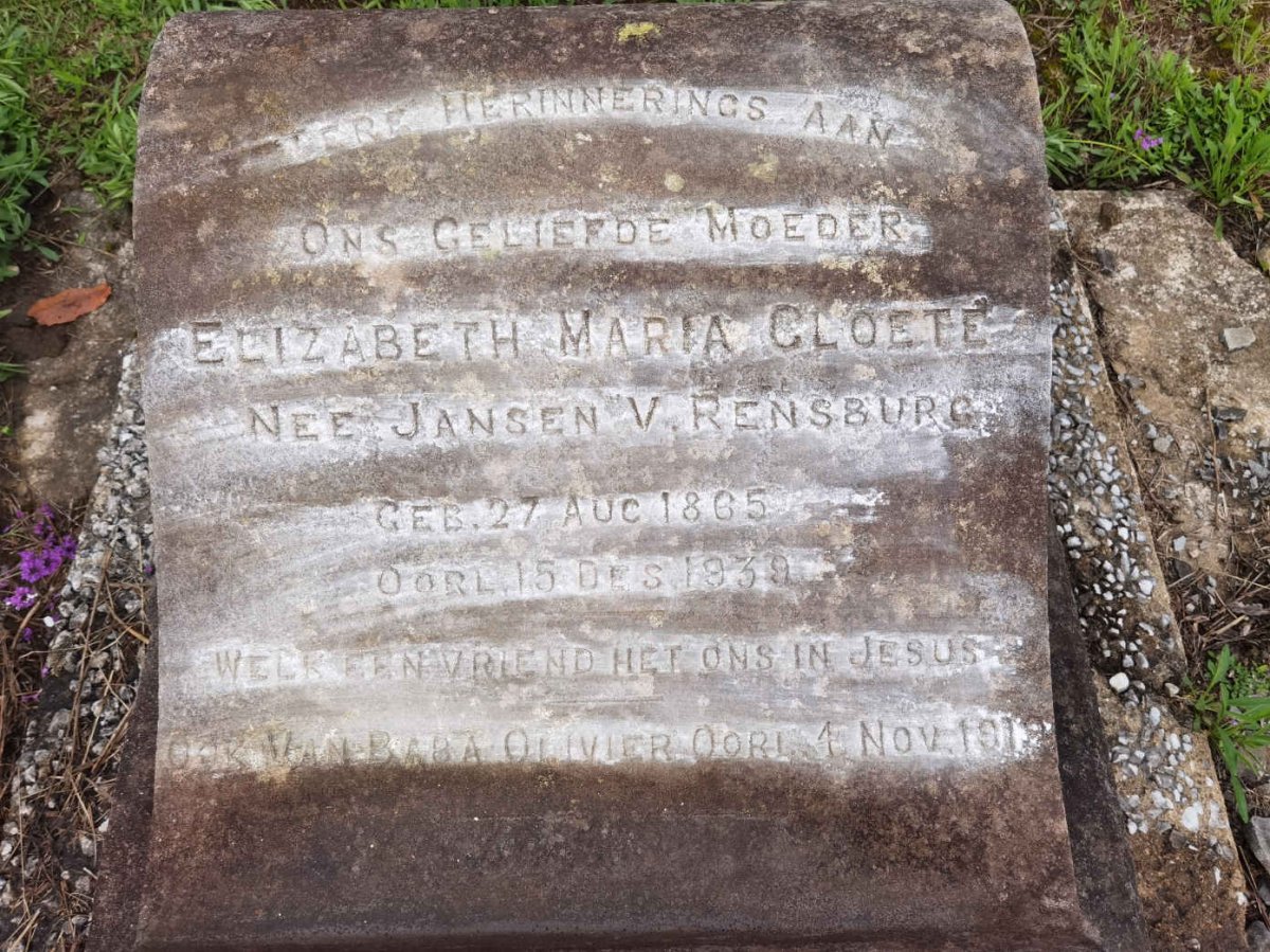 CLOETE Elizabeth Maria nee JANSEN V. RENSBURG 1865-1939