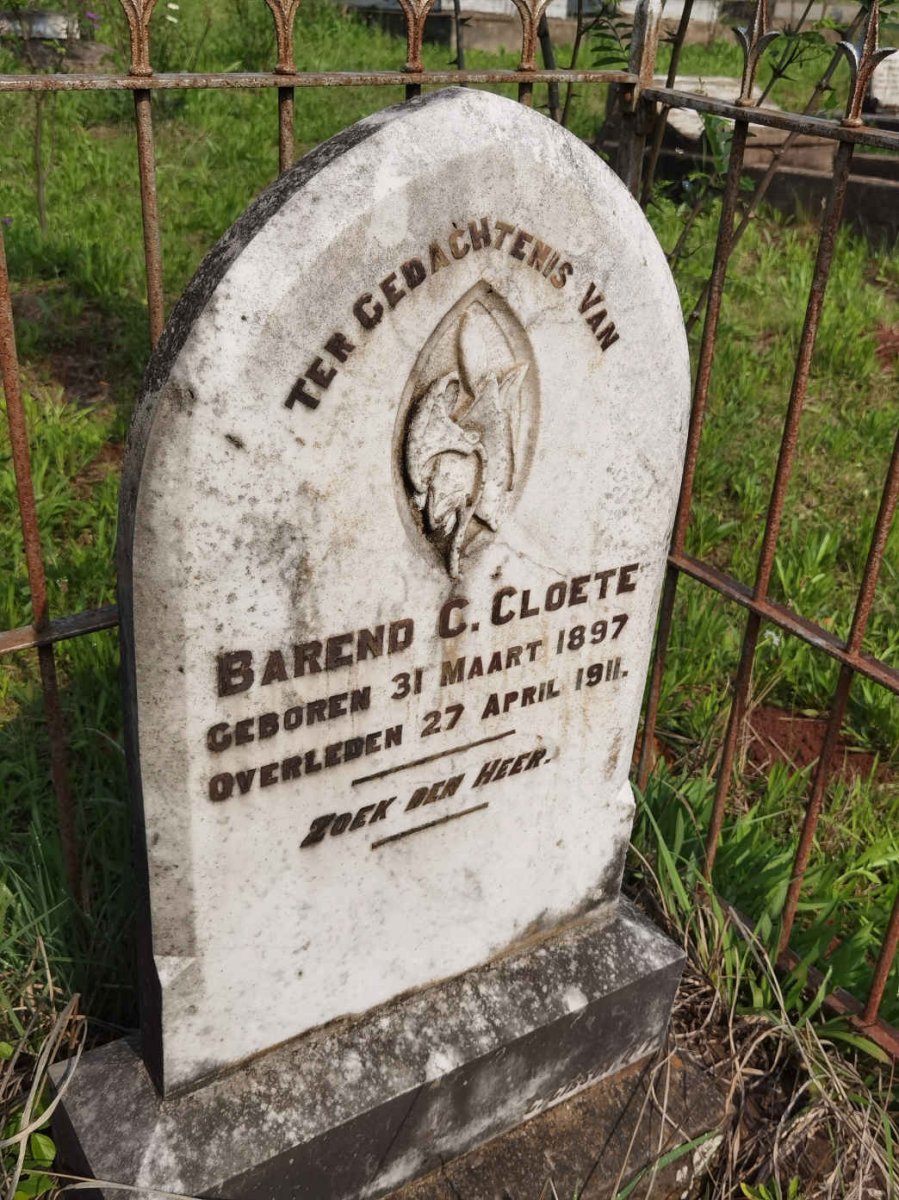 CLOETE Barend C. 1897-1911