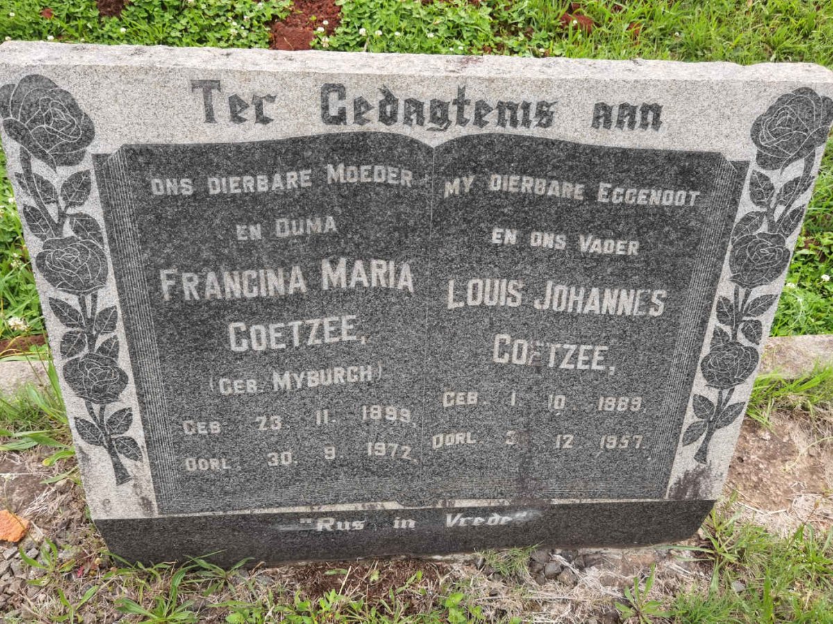 COETZEE Louis Johannes 1889-1957 &amp; Francina Maria MYBURGH 1899-1972