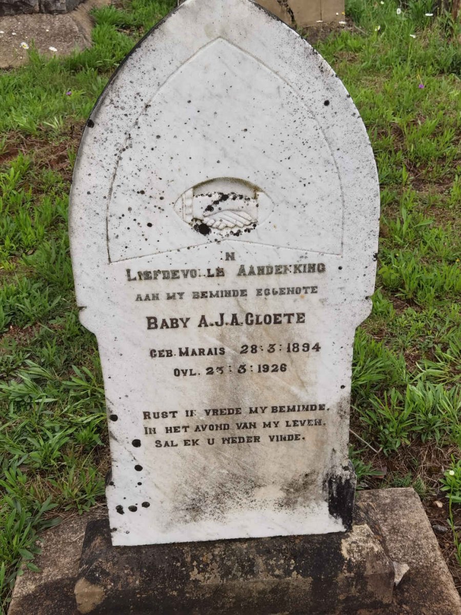 CLOETE Baby A.J.A. nee MARAIS 1894-1926