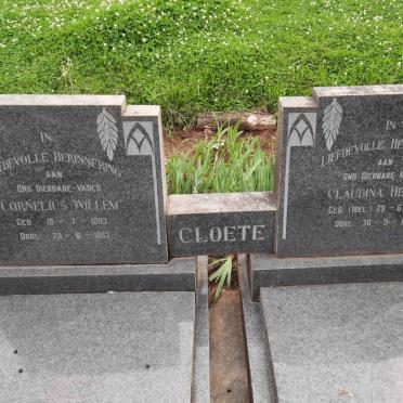 CLOETE Cornelius Willem 1893-1963 &amp; Claudina Helena NEL 1898-1962