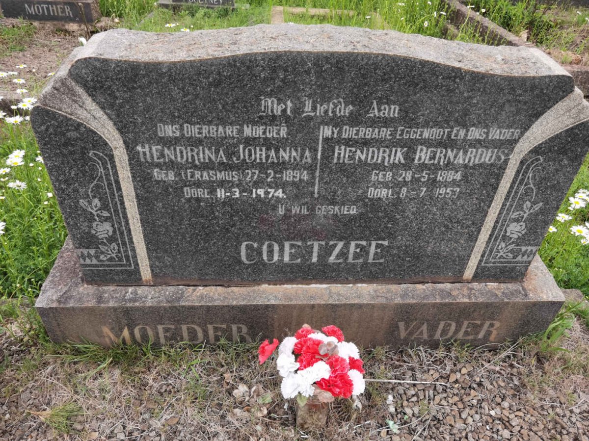 COETZEE Hendrik Bernardus 1884-1953 &amp; Hendrina Johanna ERASMUS 1894-1974