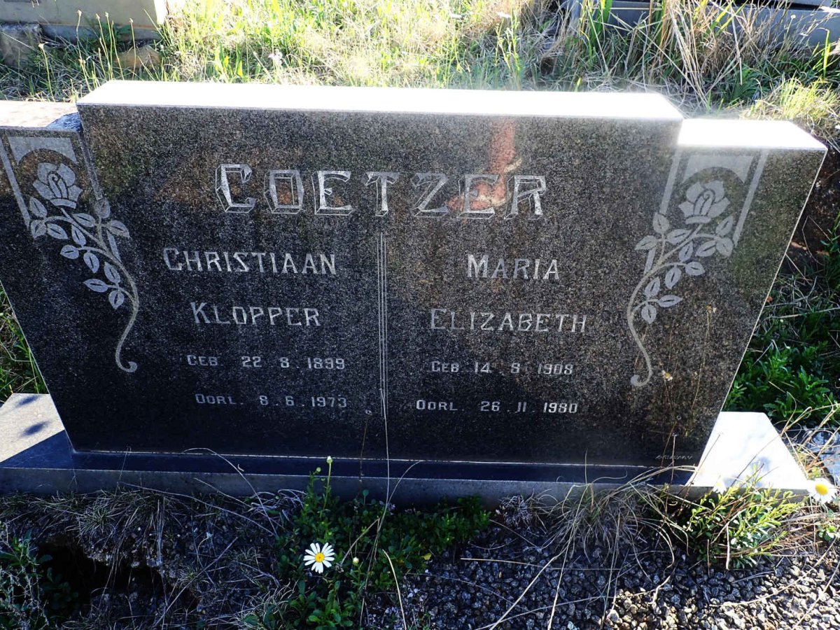 COETZER Christiaan Klopper 1899-1973 &amp; Maria Elizabeth 1908-1980