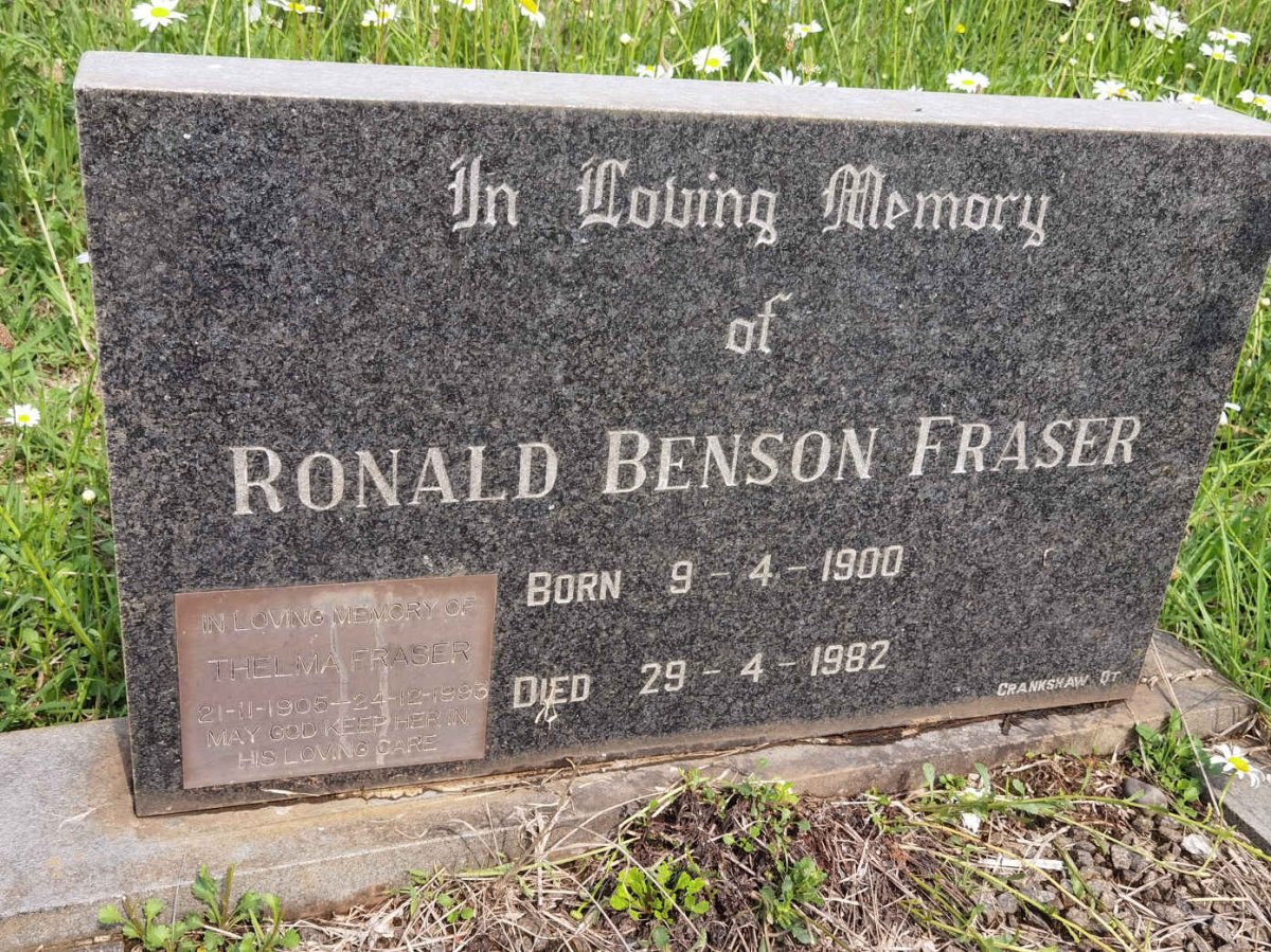 FRASER Ronald Benson 1900-1982 &amp; Thelma 1905-1993