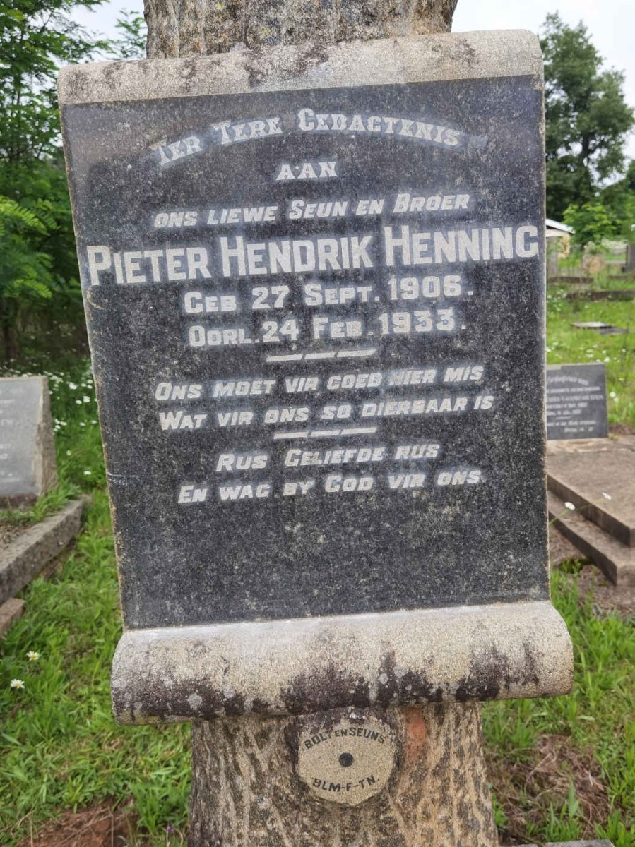 HENNING Pieter Hendrik 1906-1933